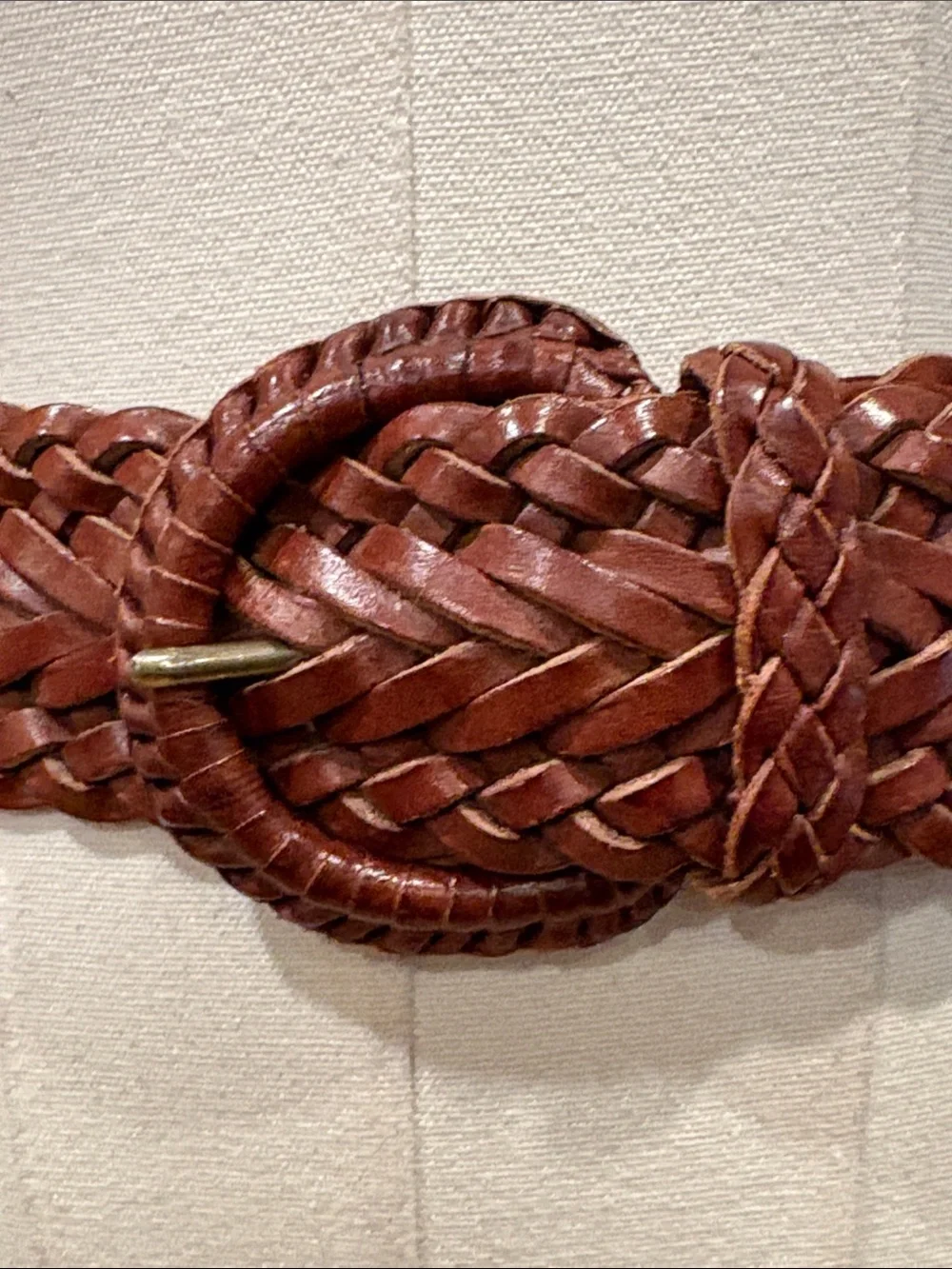 Vintage Ralph Lauren 80s Braided Brown Wide Leather Belt Made in England size 26